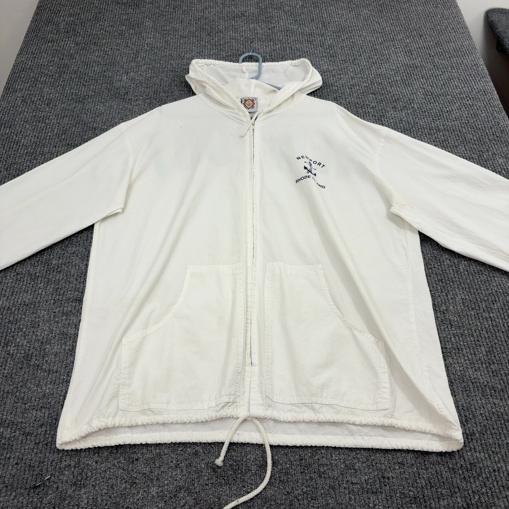 Vintage Yacht Club Jacket Mens XL White Cotton Newport Rhode Island Retro
